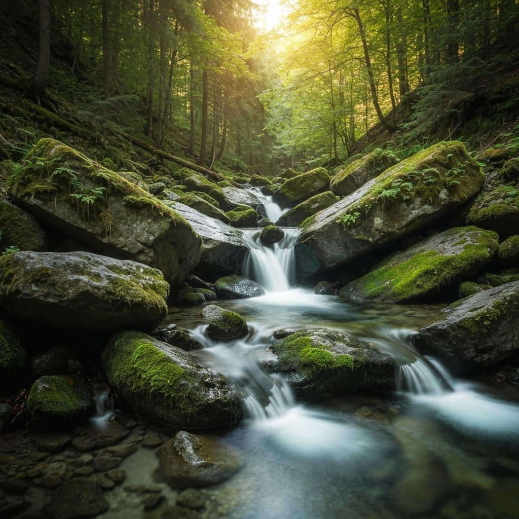 Natural spring water in forest