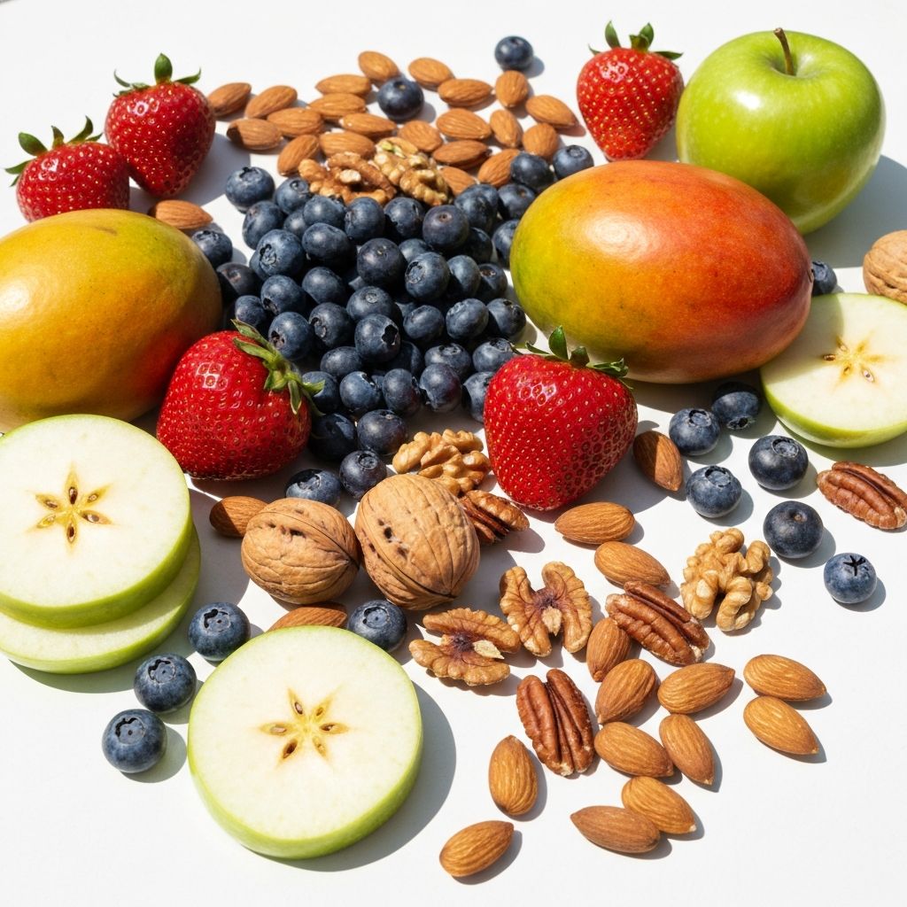 Fresh fruits and nuts assortment